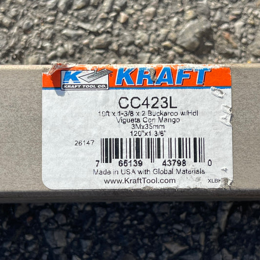 KRAFT TOOL CO. Buckaroo Straight Edge W/ Level Vial Handle 10' x 1-3/8" x 2" Magnesium CC423L (Good)