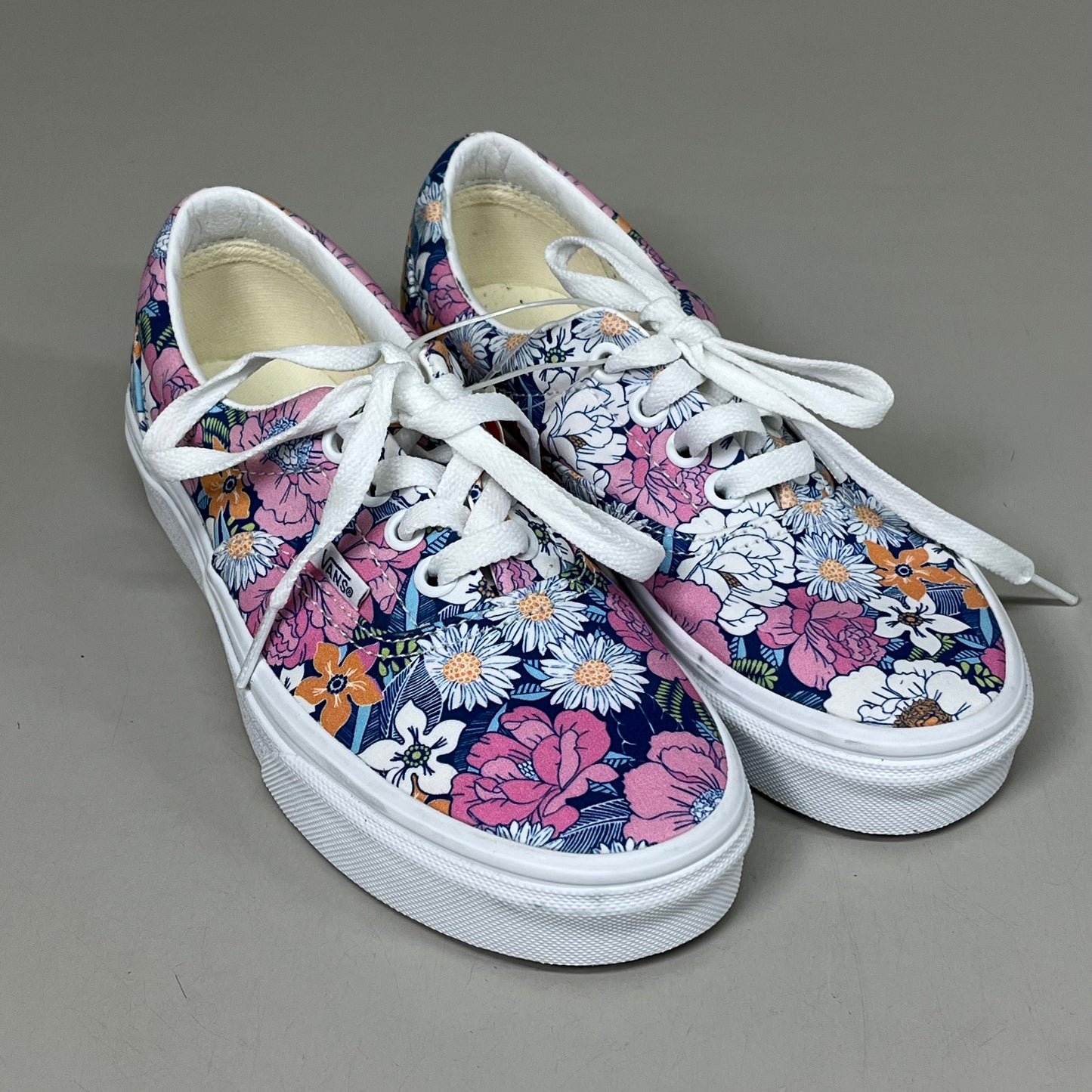 VANS Era Canvas Sneakers Women's Sz 5.0 Men's Sz 3.5 Blue & Pink Retro Floral