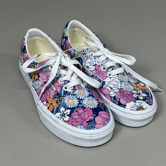 VANS Era Canvas Sneakers Women's Sz 5.0 Men's Sz 3.5 Blue & Pink Retro Floral