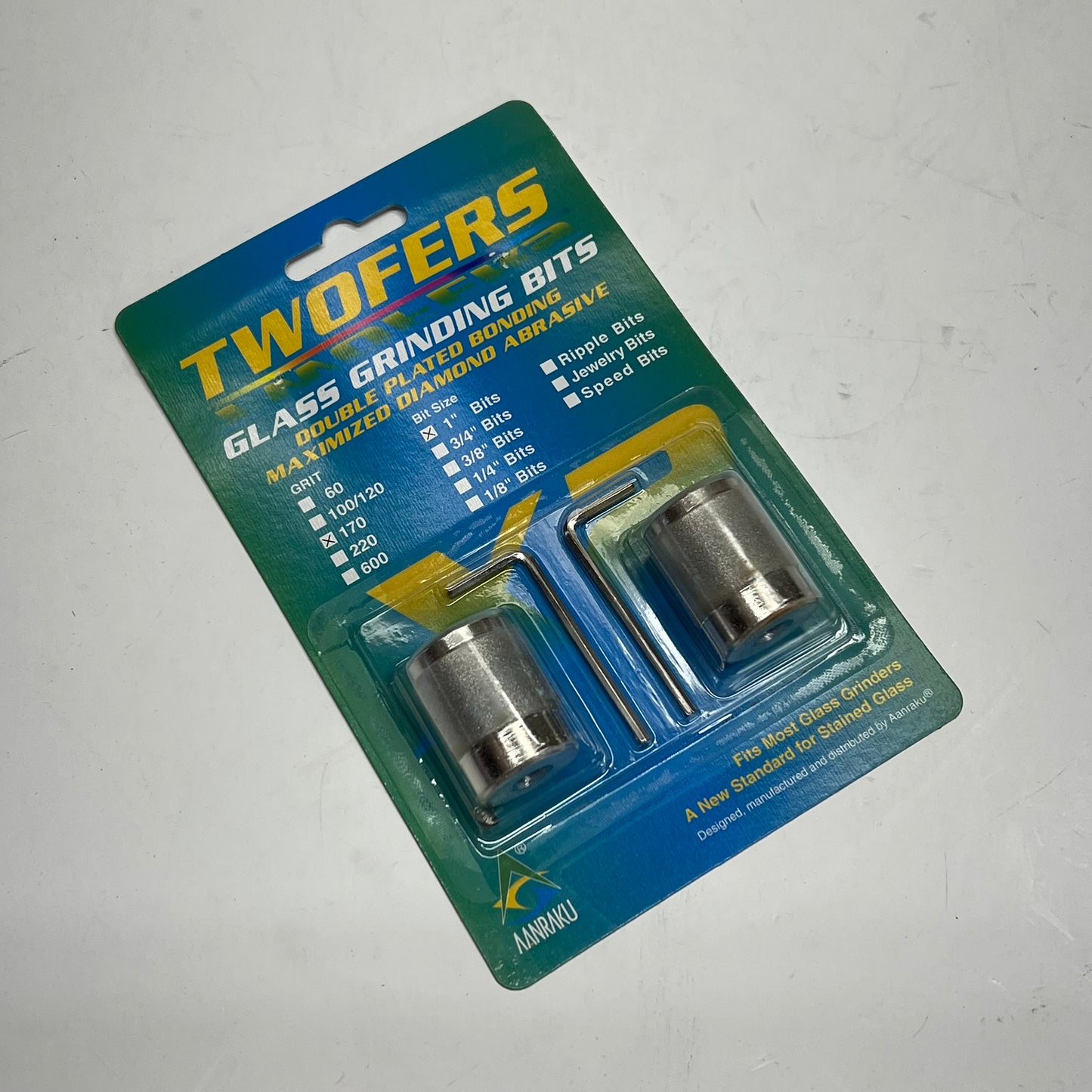 AANRAKU (SET OF 2) Medium Glass Grinding Bits 1" 170 Diamond Grit GB10M170