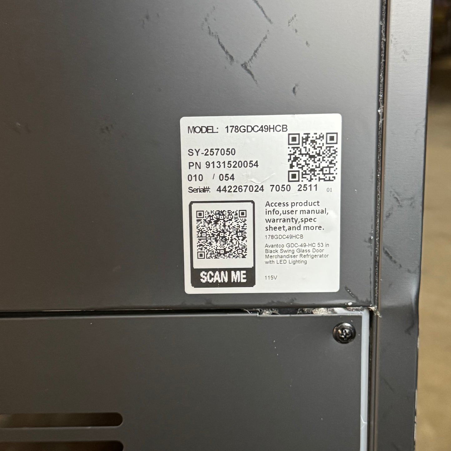 AVANTCO 53" Black Swing Glass Door Merchandiser Freezer with LED Lighting 178GDC49HCB (Cosmetic Damage - 100% Working)