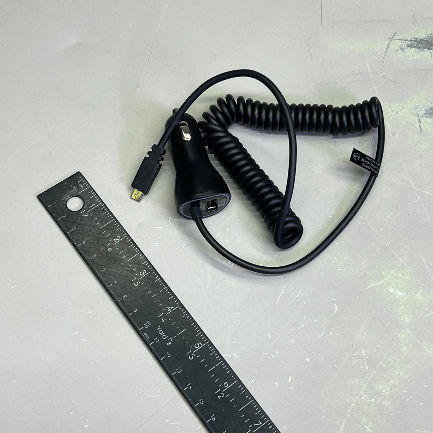 AT & T Single USB Secondary & Corded Micro Car Charger LED 3.4Amp Black 4899