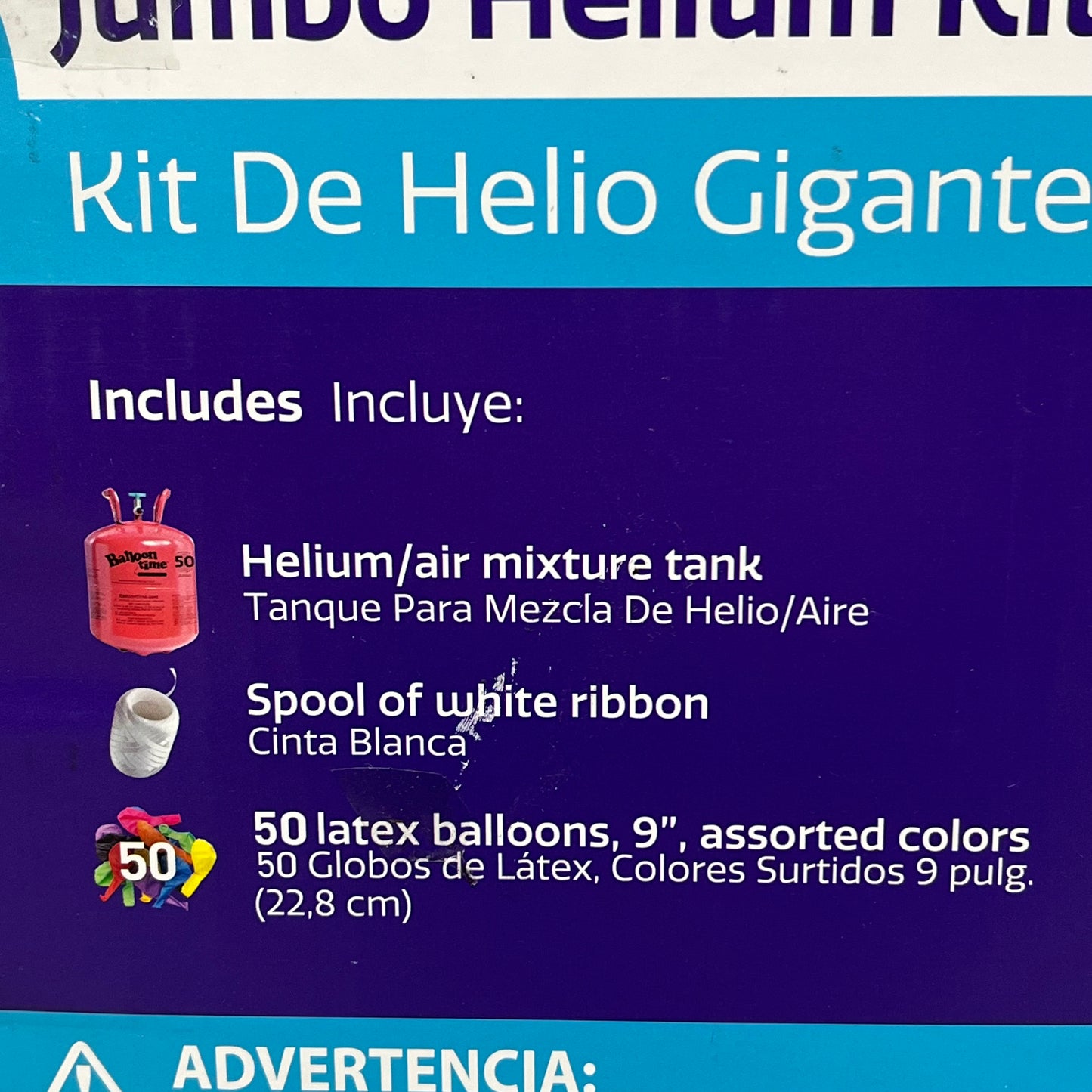 BALLON TIME Jumbo Helium Kit Contains 14.9 Cubic ft w/Balloons As-is Damaged Box