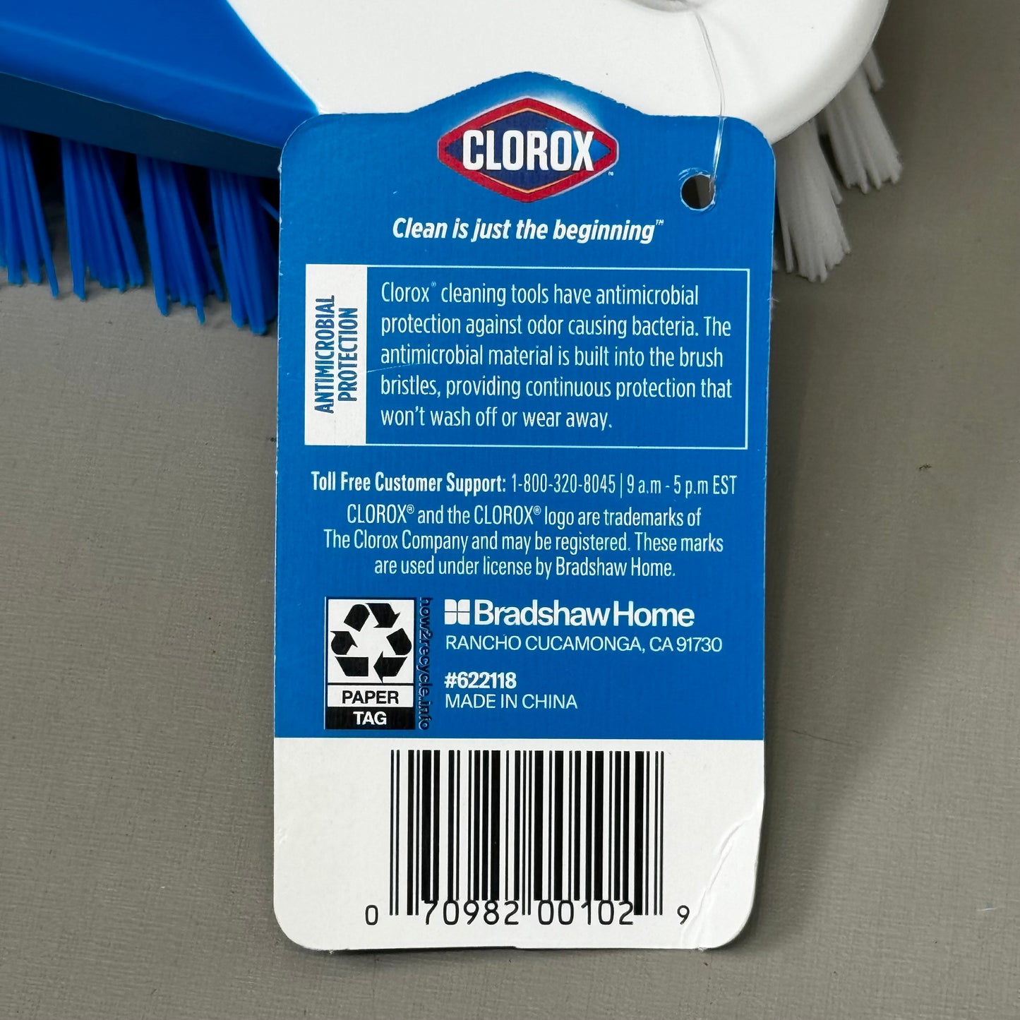 CLOROX (3 PACK!) Comfort Grip Bar Brush 8" x 2" Blue/White 622118