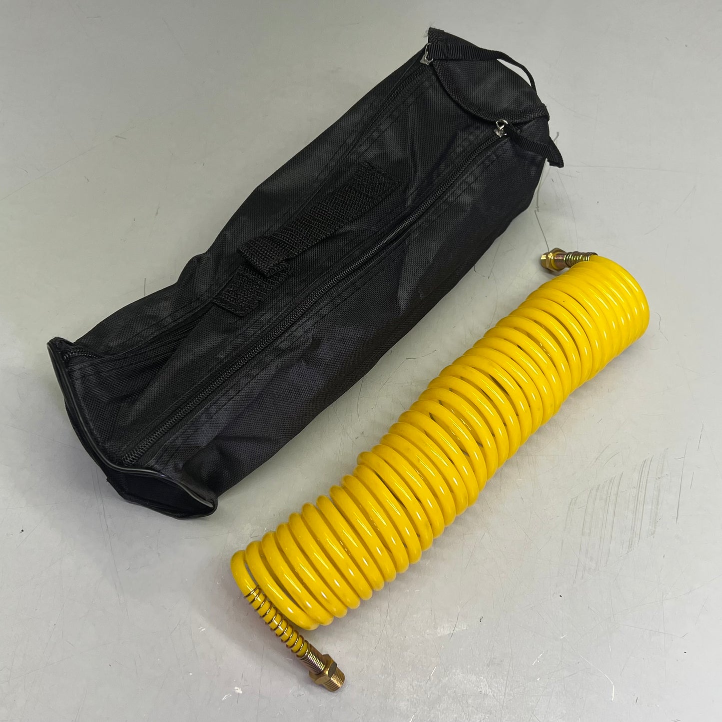 ZA@ (2 PACK) Recoil Air Hose For Compressed Air NPT End W/ Carry Bag 14" (Coiled) Yellow
