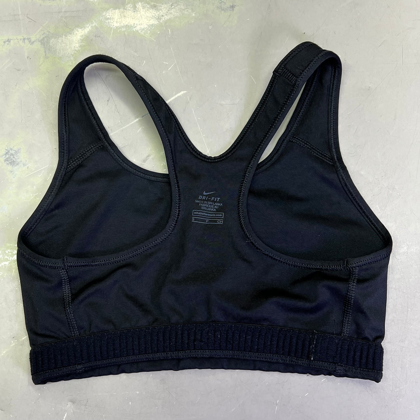 NIKE Swoosh Logo Dri-Fit Sports Bra Women's Sz S Black/White (Pre-Owned)