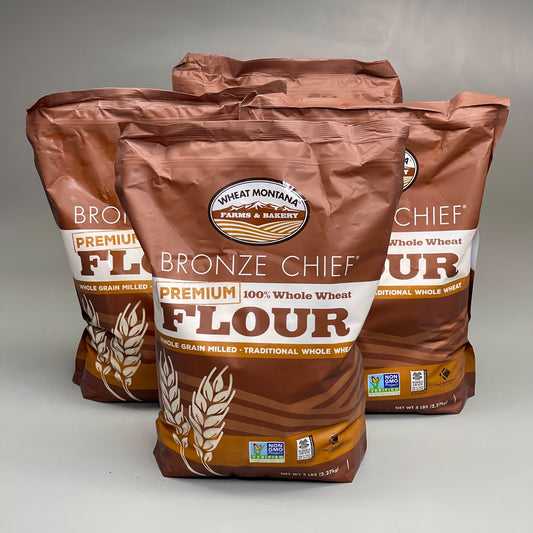 ZA@ WHEAT MONTANA FLOUR (4 PACK) All Purpose Whole Wheat Flour Unbleached 5 lbs each BB 7/31/23 (AS-IS)