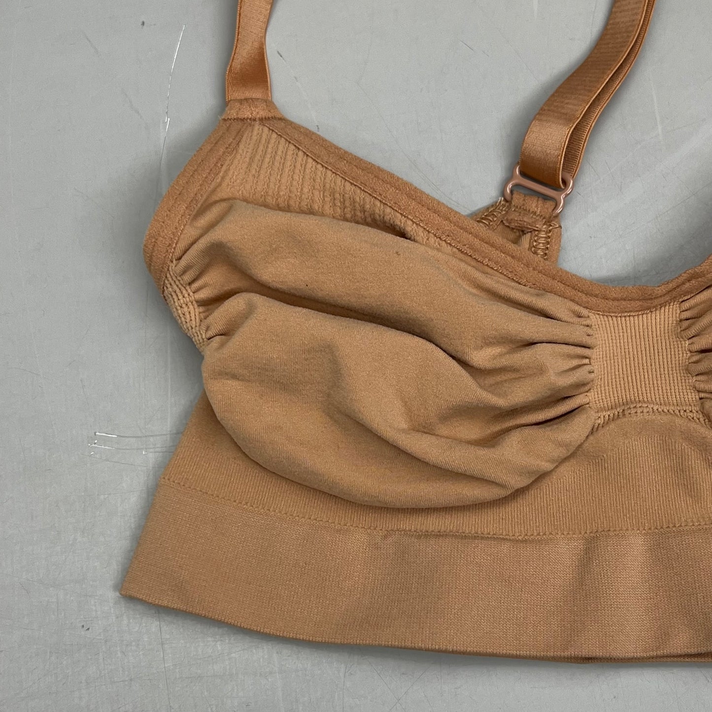 SKIMS Strong Support Seamless Bralette Pique Stitching Women's Sz S Bronze