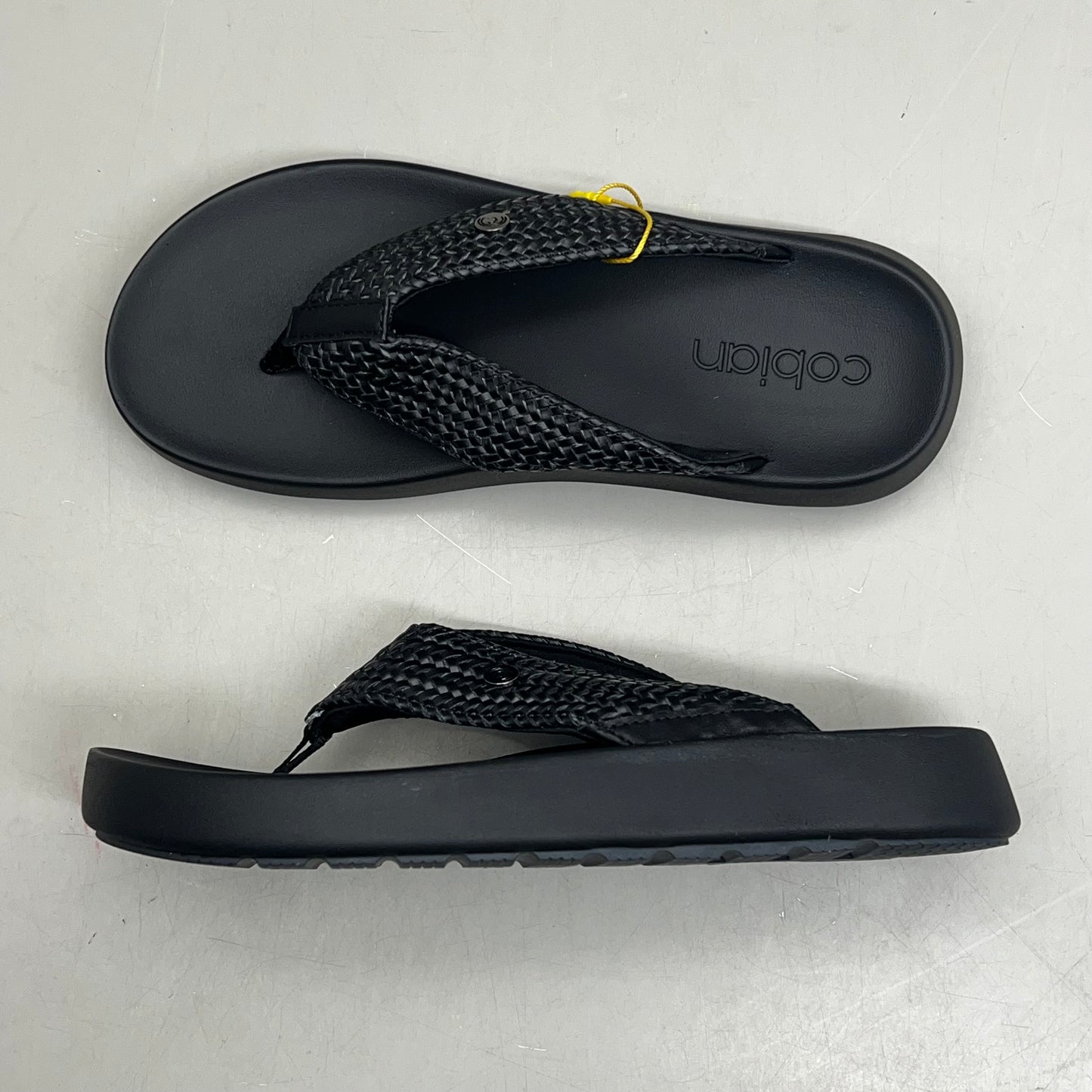 COBIAN Palmilla Braided Synthetic Leather Strap Sandals Women's Sz 7 EU 37 Black PAL25-001-07