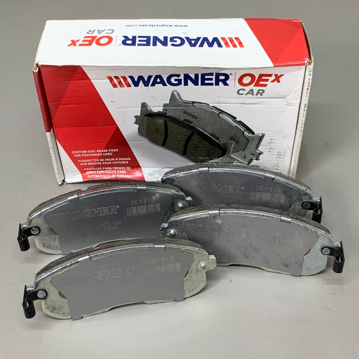 WAGNER OEx Premium Ceramic Disc Brake Pad Set 5 1/2" x 2" Grey OEX815