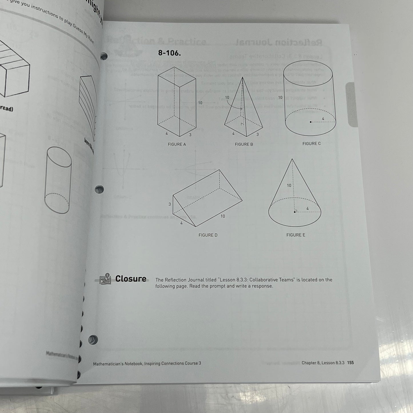 CPM Inspiring Connections Course 3 Vol 3 Mathematician's Spiral Notebook Purple