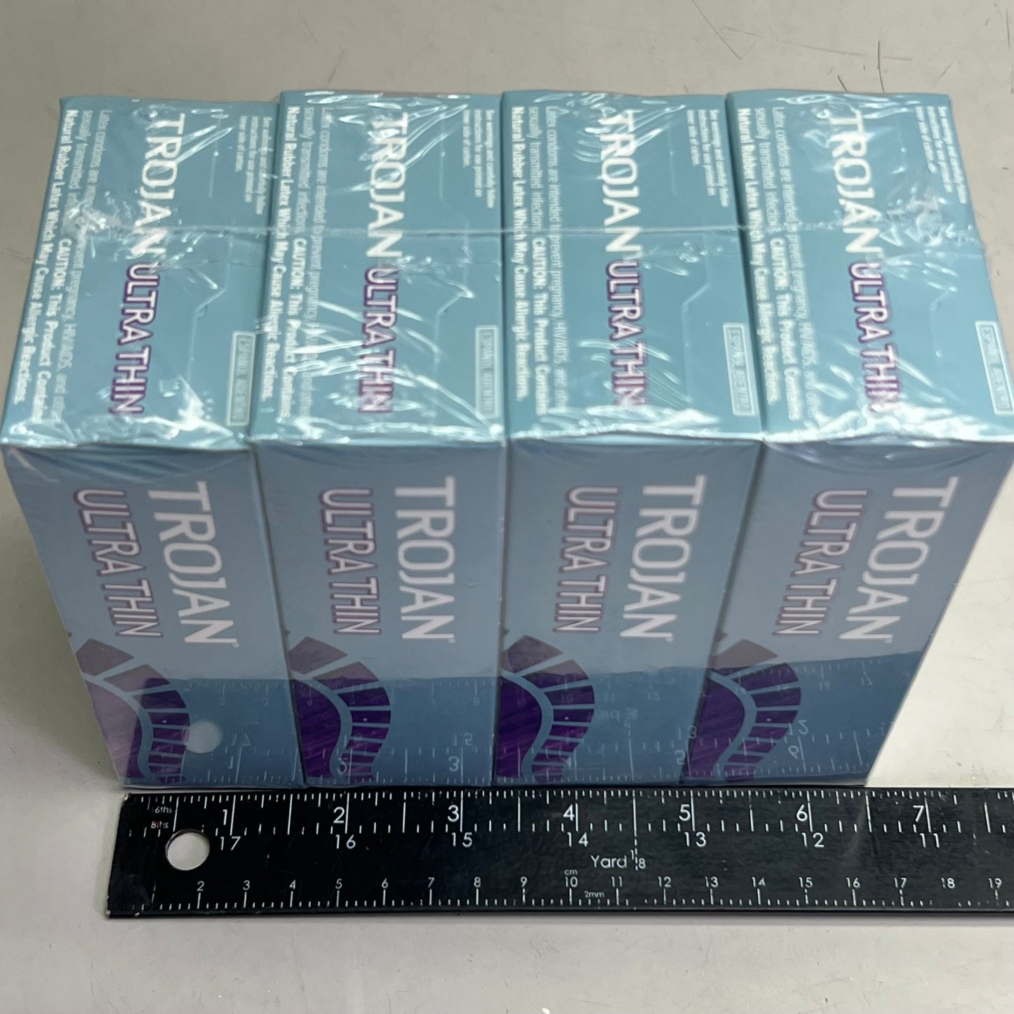 TROJAN (4 Boxes of 12) Ultra Thin Latex Condoms, Light Mint BB 01/26