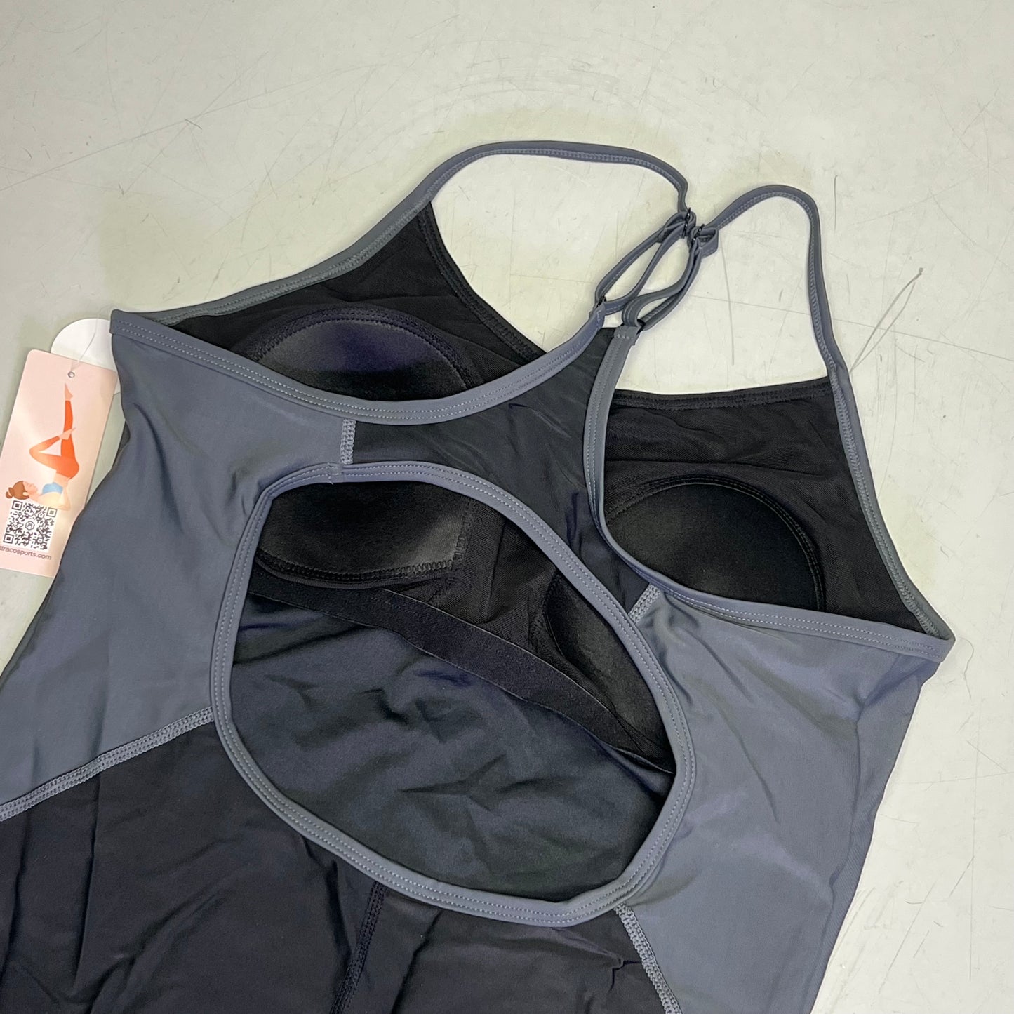 BEAUTYLN Athletic Training Swimwear Shorts One Piece Women's Sz L Black/Grey