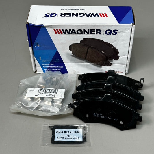 WAGNER QS Ceramic Disc Brake Pad Set 5 1/2" x 2 1/4" Black ZD941