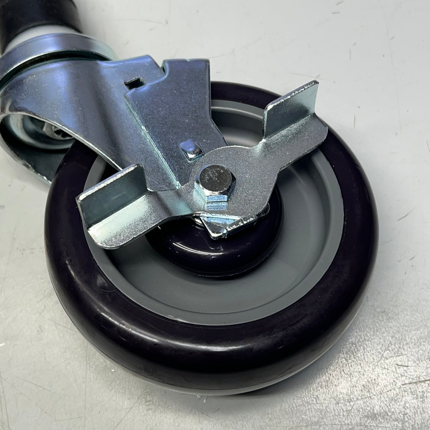 Caster Wheel W/ Brake For Work Table 5" Dia 3-1/4" W x 8-3/4" H Purple SLWTC005B