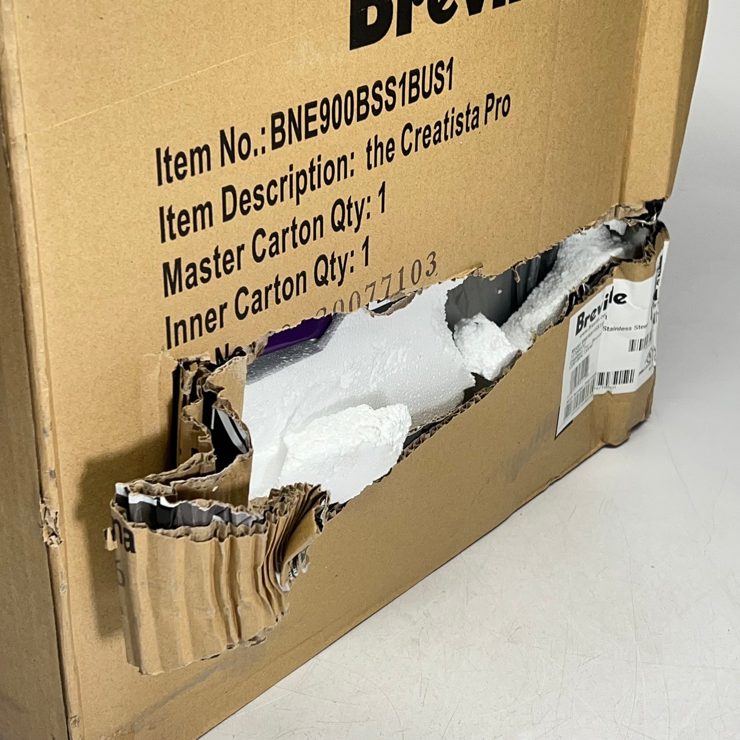 ZA@ BREVILLE Creatista Pro Espresso Machine Brushed Stainless Steel BNE900 BSS (Distressed Box)