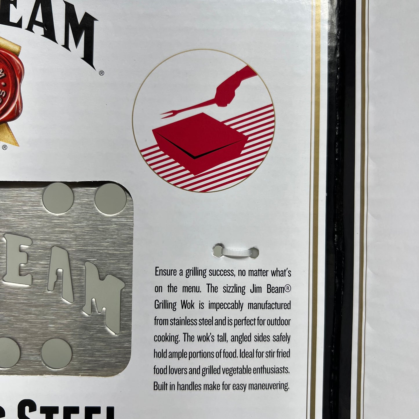 ZA@ JIM BEAM Stainless Steel Square Grilling Wok 13.5"x11"x2.5" Chrome JB0127