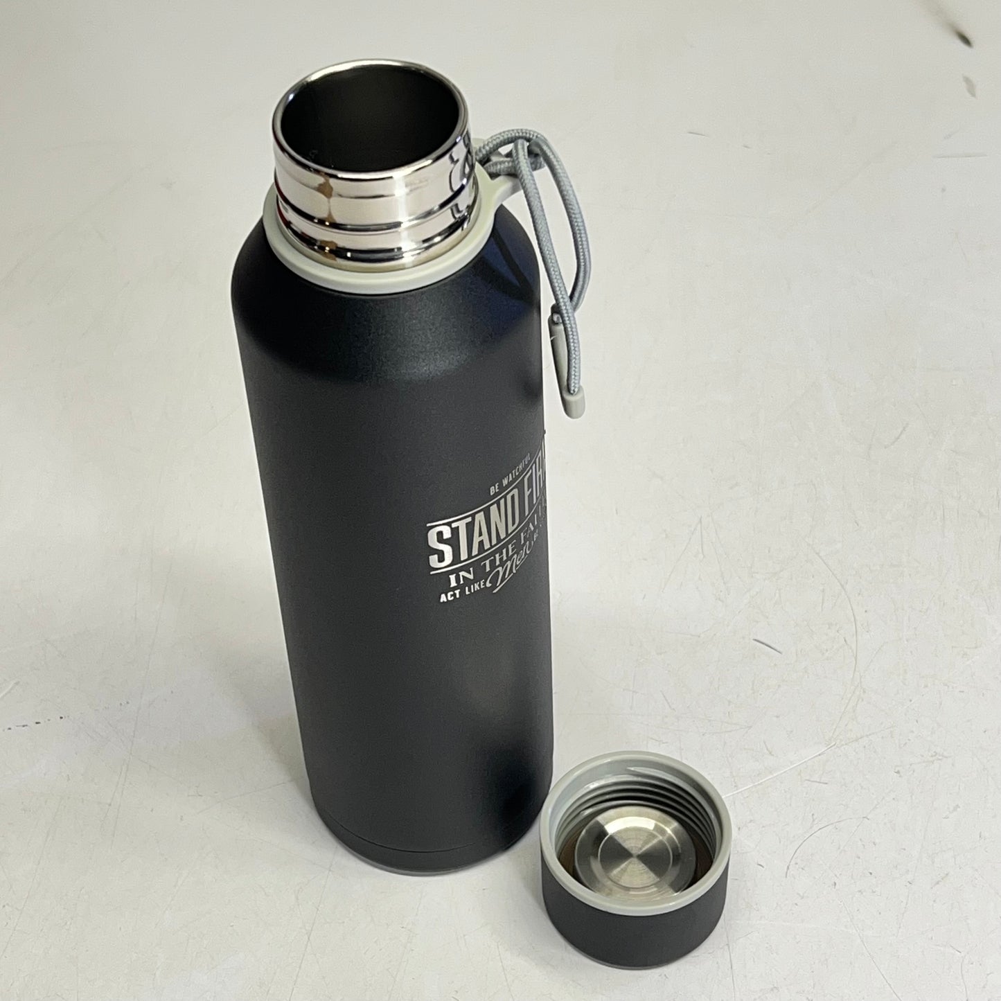 CHRISTIAN ART GIFTS Stand Firm Black Stainless Steel Water Bottle 24 Fl Oz Black