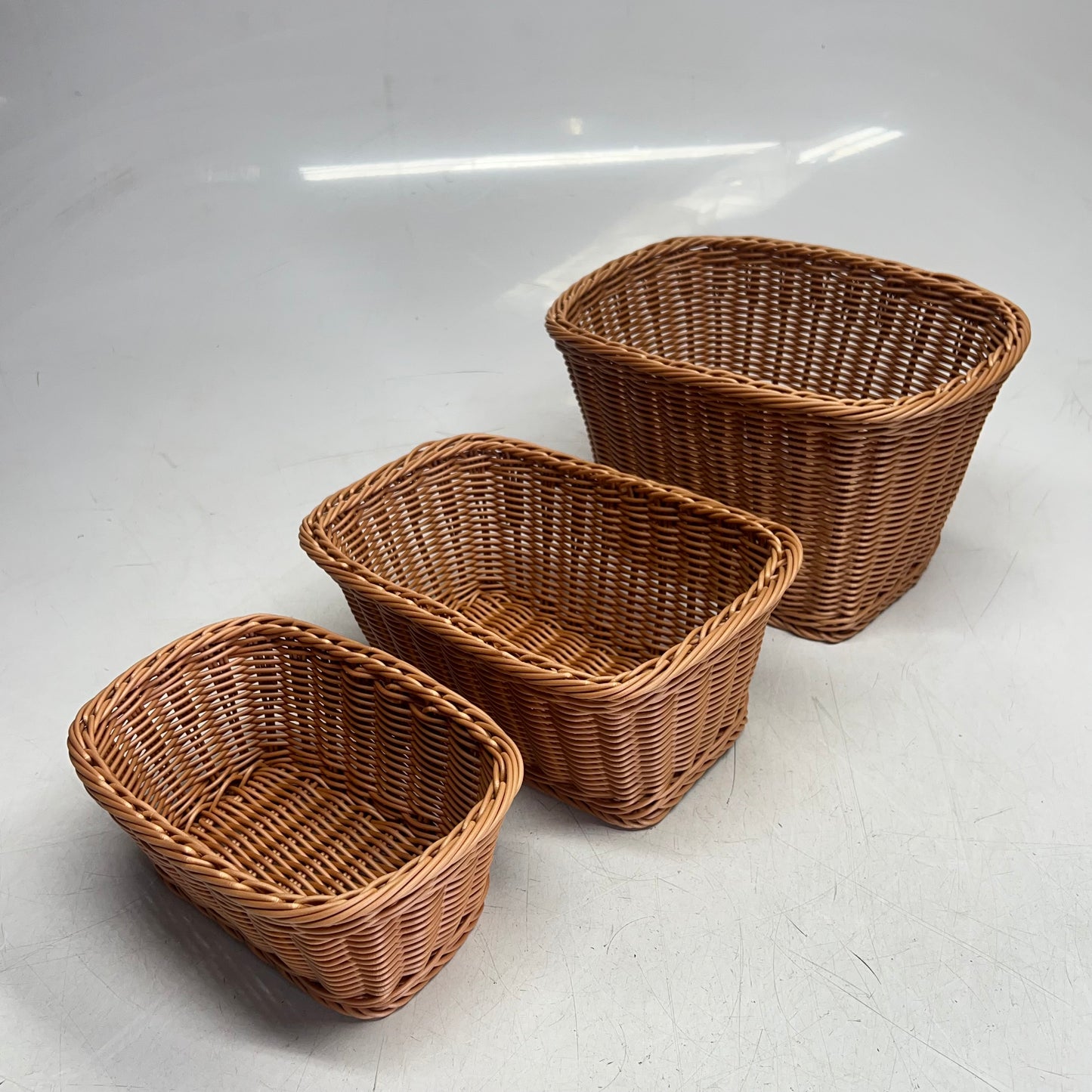 CREATIVE MINDS (SET OF 3) Rectangular Woven Baskets S/M/L Tan MTC-84