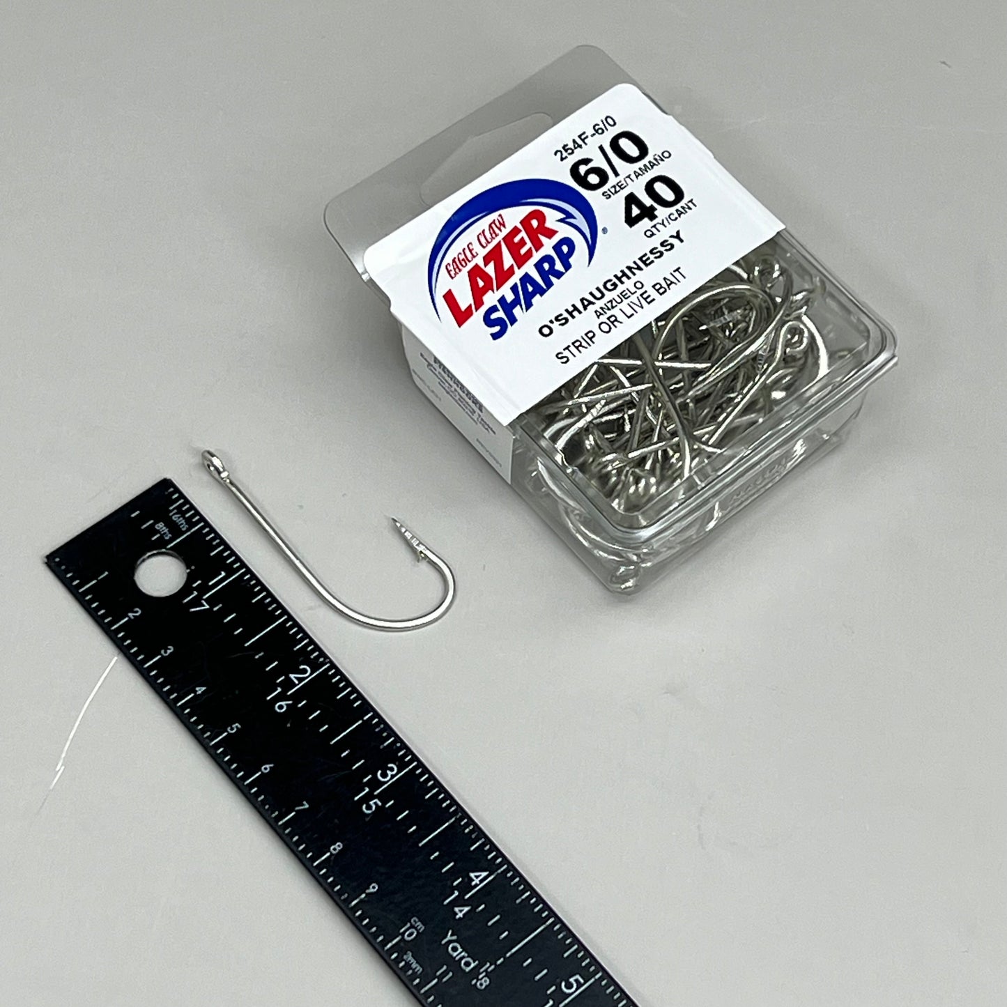 EAGLE CLAW O'Shaughnessy Hook Strip or Live Bait Chrome #6/0 40pc 254F-6/0