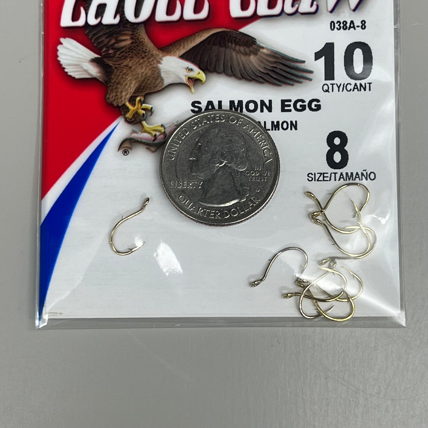 EAGLE CLAW (5 PACK)Fresh Water Sliced Shank for Salmon Eggs Gold #8 10pc 038A-8