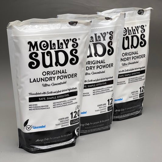 MOLLY'S SUDS (3 PACK) Original Laundry Powder Ultra Concentrated Unscented 79 oz 120 Loads