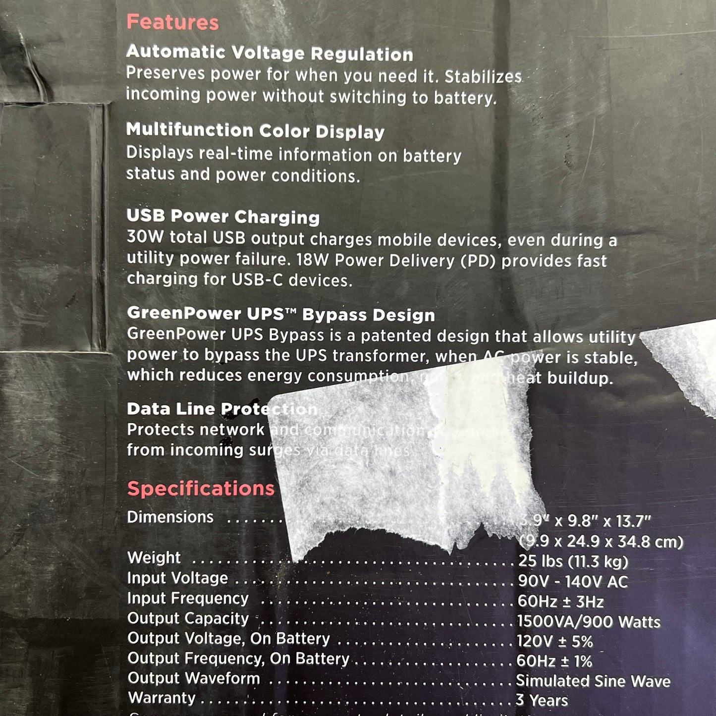 CYBERPOWER Battery Backup W/ Surge Protection 1500 VA 900 W 1705111 (Return)