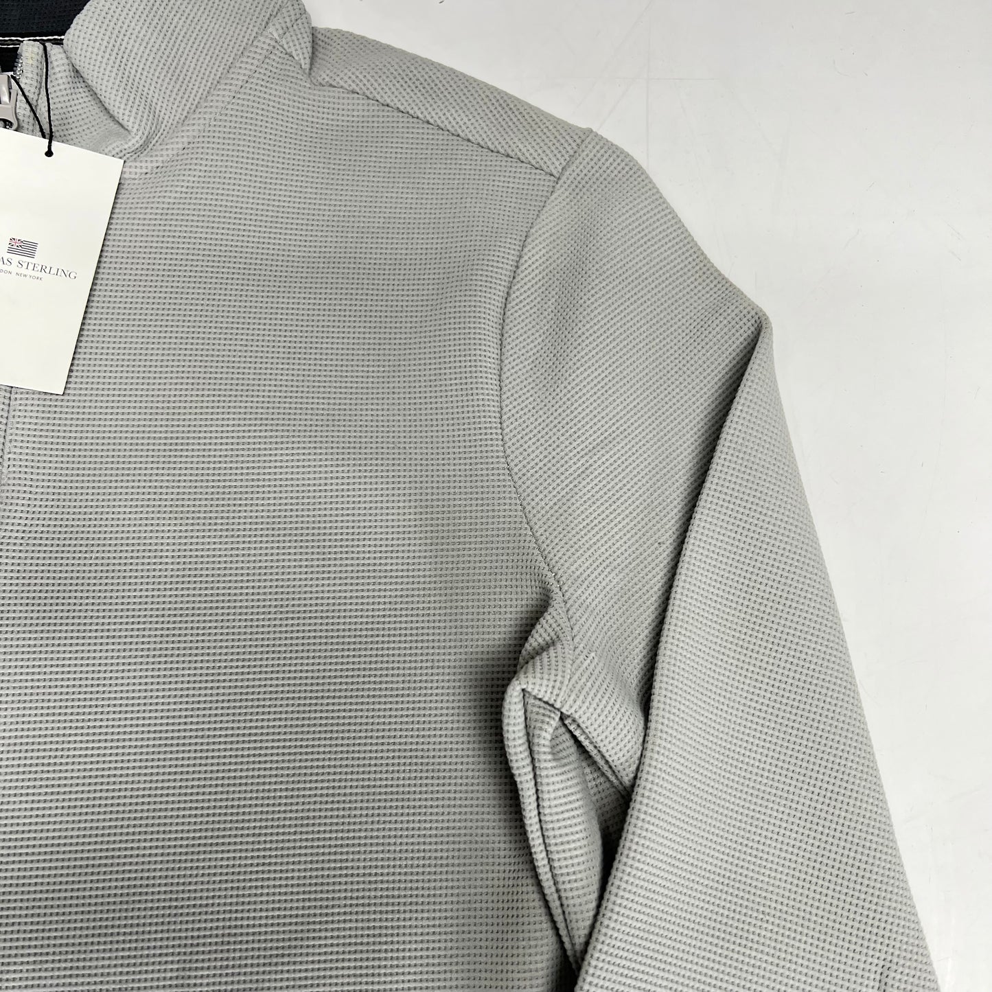 THOMAS STERLING Half Zip Soft Waffle Knit Jacket Mens Sz L Light Grey 1100034747