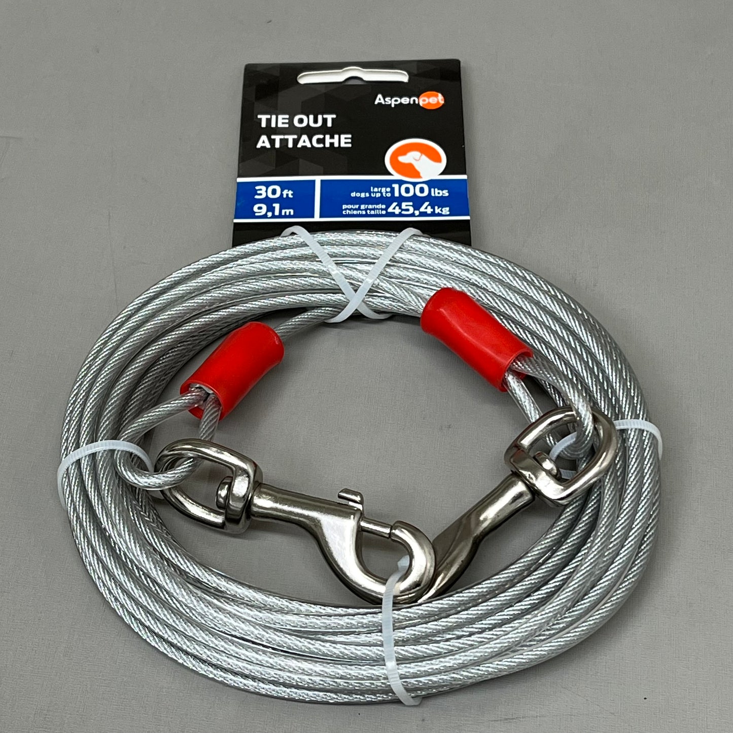 ZA@ ASPEN PET Heavy Duty Tie-Out Galvanized Steel Cable 30' (2 PACK) Large Breeds