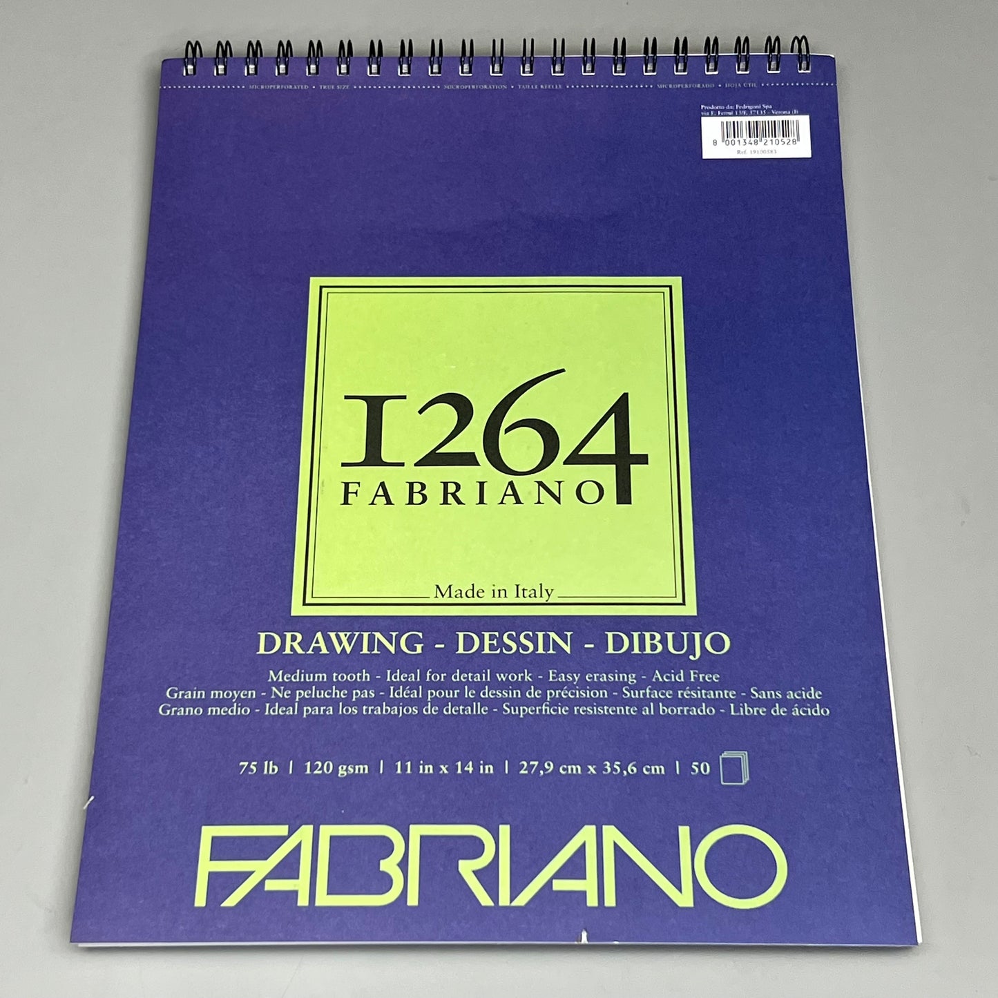 FABRIANO I264 Drawing Paper Pads 11" x 14" ITALY 50 Sheets White