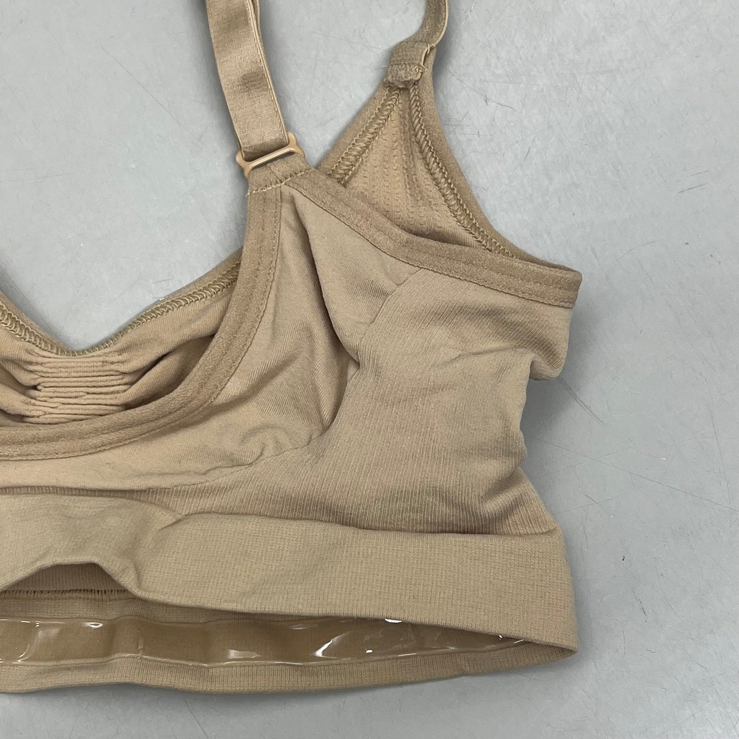 SKIMS Strong Support Seamless Sculpt Bralette Pique Stitching Women's Sz S Clay