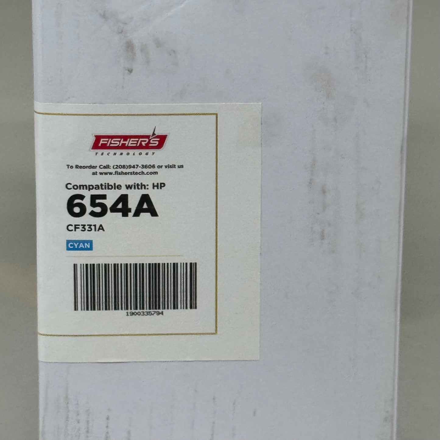 FISHER'S TECHNOLOGY Premium Print Cartridge For HP Laser Jet 654A Cyan CF331A (New Other- Distressed Packaging)