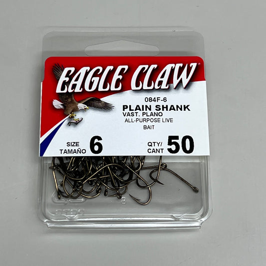 EAGLE CLAW Sharp Plain Shank All Purpose Live Bait Holder Bronze #6 50pc 084F-6