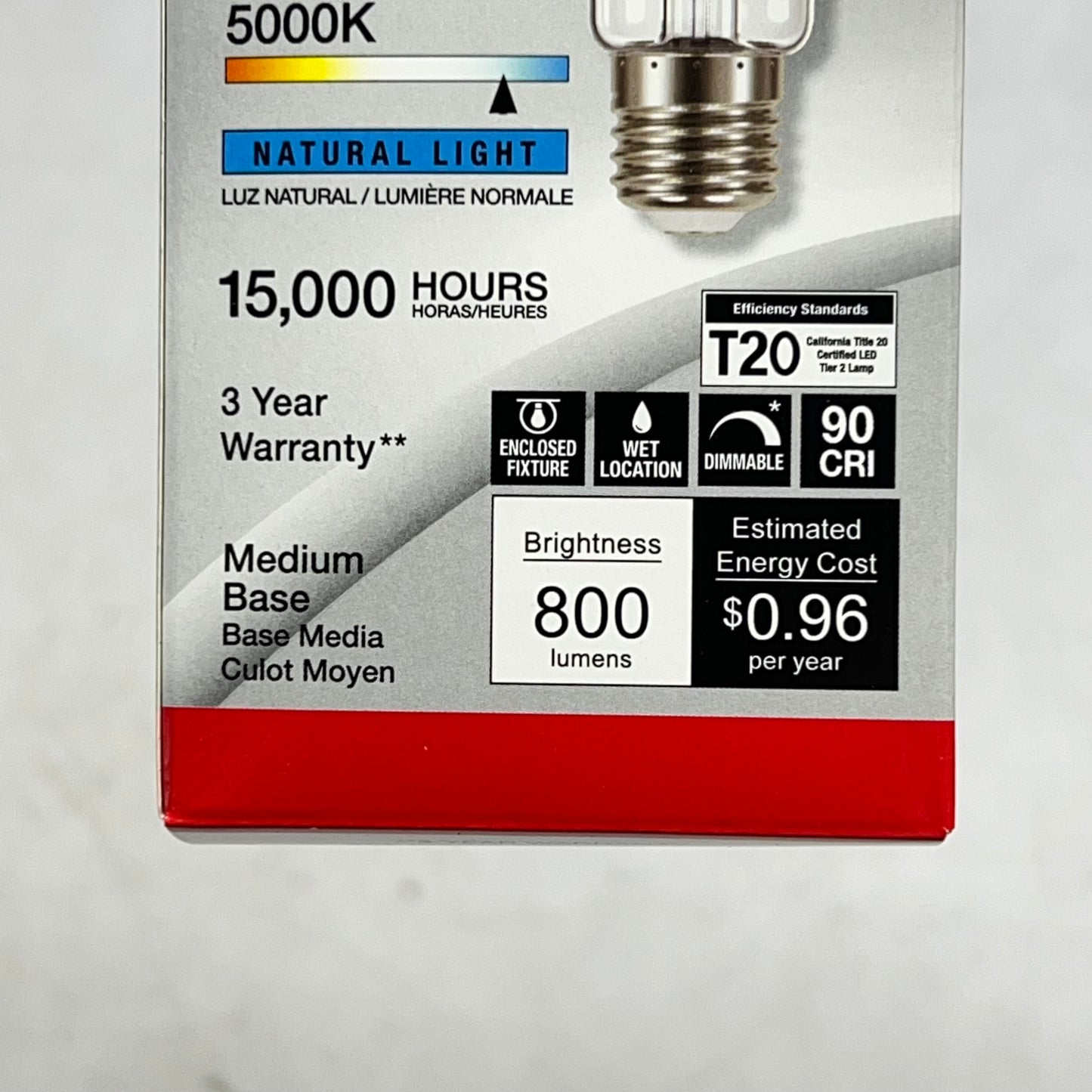 SATCO (6 PACK) Household Lamp Bulb 8W E26 Base A19 120V CRI 90 Daylight S12418