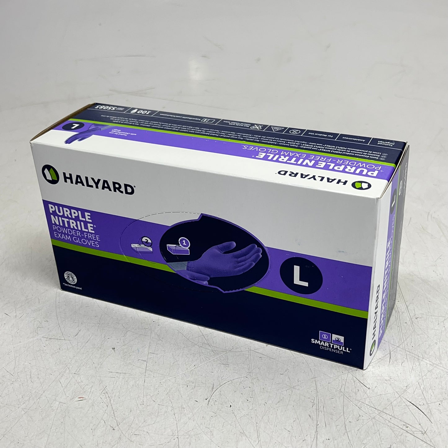 HALYARD (2 PACK, 100 EACH) Exam Glove Powder Free Sz L Purple 55083 BB 06/30