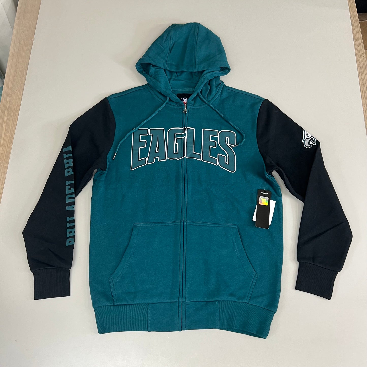 NFL (2 Piece) G-III Sports By Carl Banks Philadelphia Eagles T-Shirt & Full-Zip Hoodie Set Men's Sz M Black/ Green