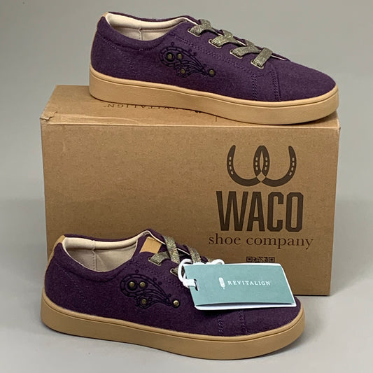 ZA@ WACO Malibu Sparkle Genuine Leather Elastic Laces Womens Sz 9.5D Vintage Violet A612797