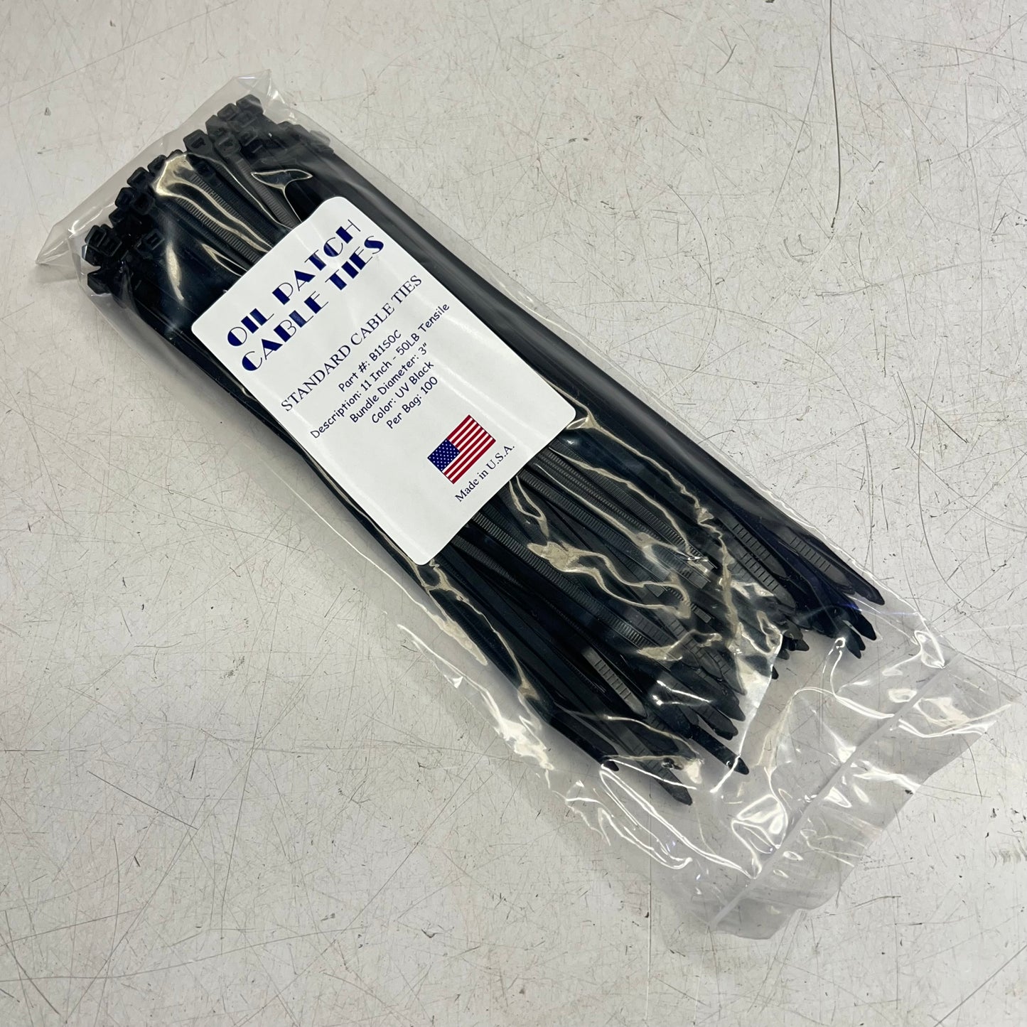 ZA@ (2 PACK, 100 EACH) Oil Patch Cable Ties  11" 50 lb Tensile 3' Bundle Dia UV Black B11SOC