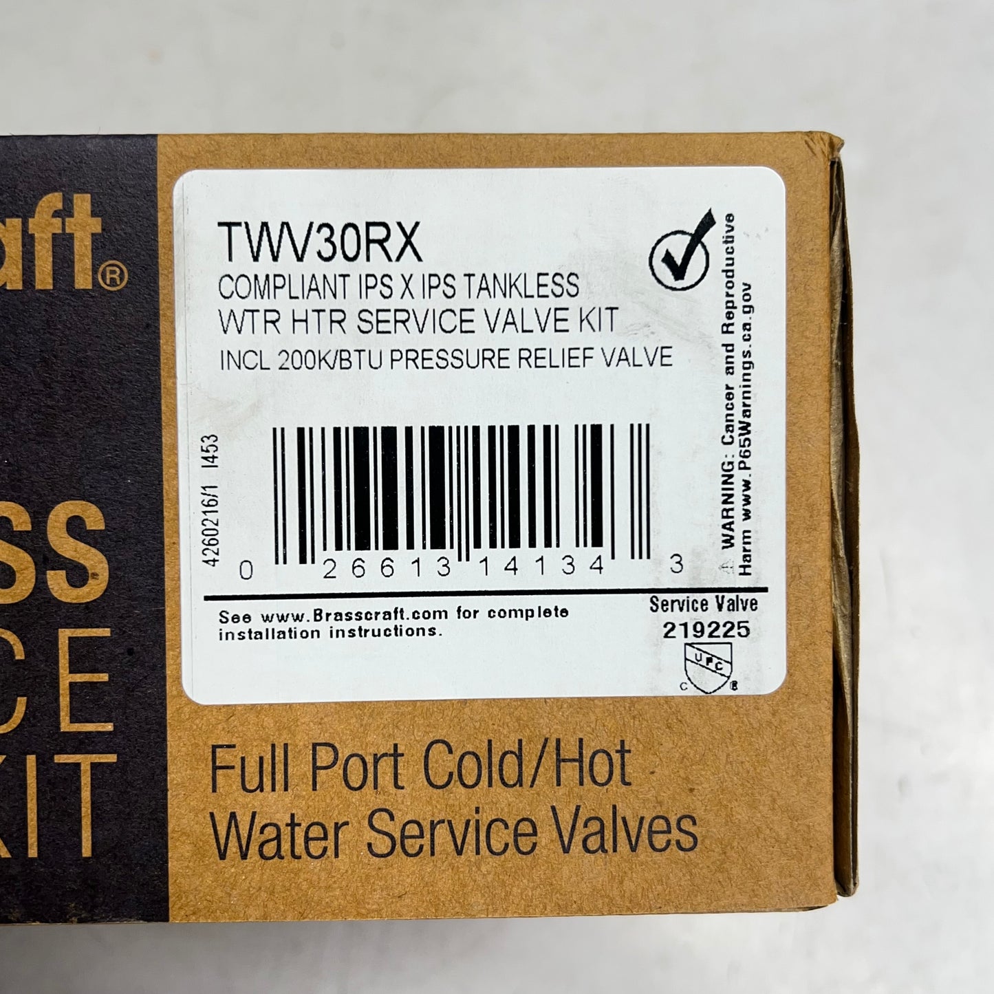 BRASS CRAFT Service Valve Kit W/ Pressure Relief 40 -180°F 125 Psi TWV30RX
