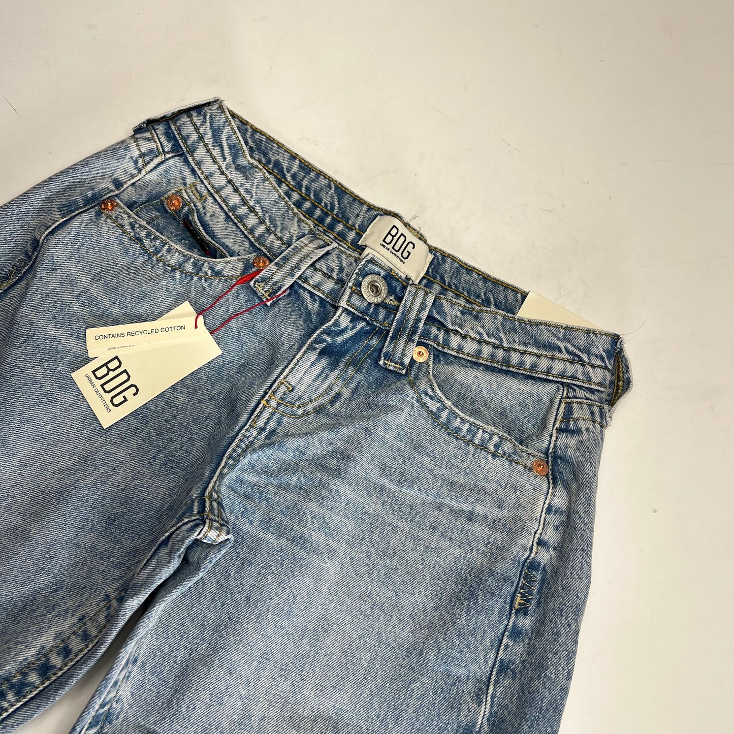 URBAN OUTFITTERS Kayla Low Rider Wide Leg Jeans Women's Sz 24W 32L Bleach
