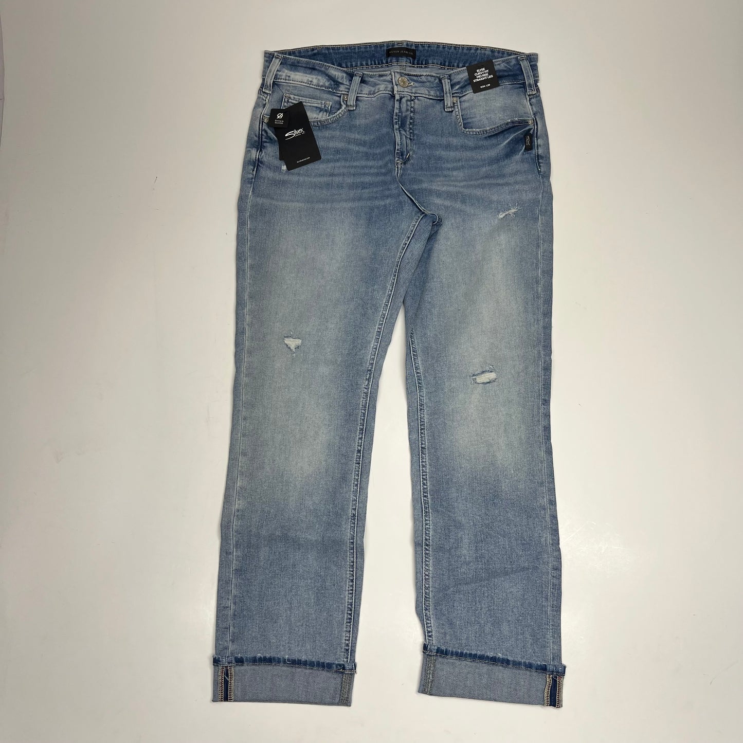 SILVER JEANS CO Elyse Curvy Fit Mid Rise Straight Leg Women's Size 34/29 Indigo