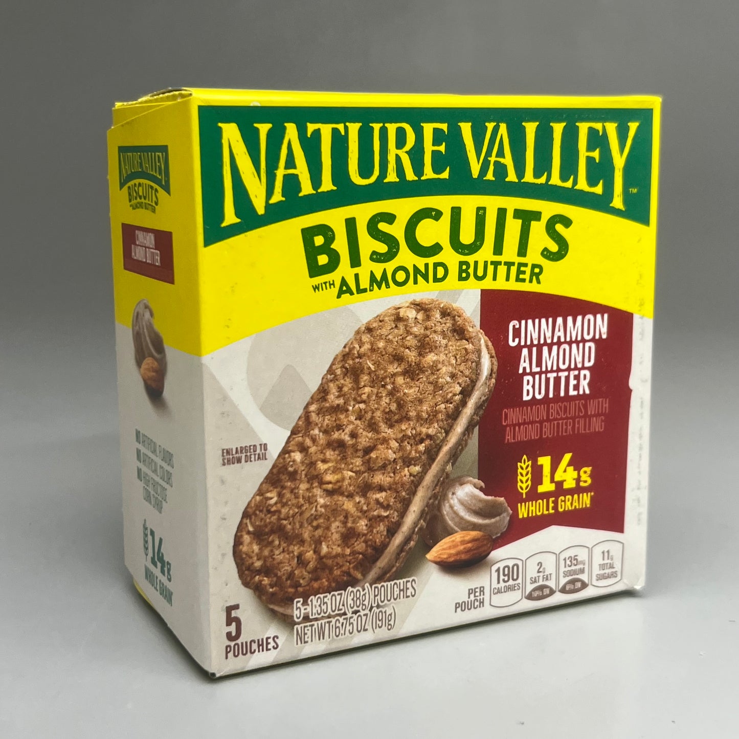 NATURE VALLEY (12 BOXES, 60 Total Bars) Biscuits w/Cinnamon Almond Butter 6.75 oz BB 11/24