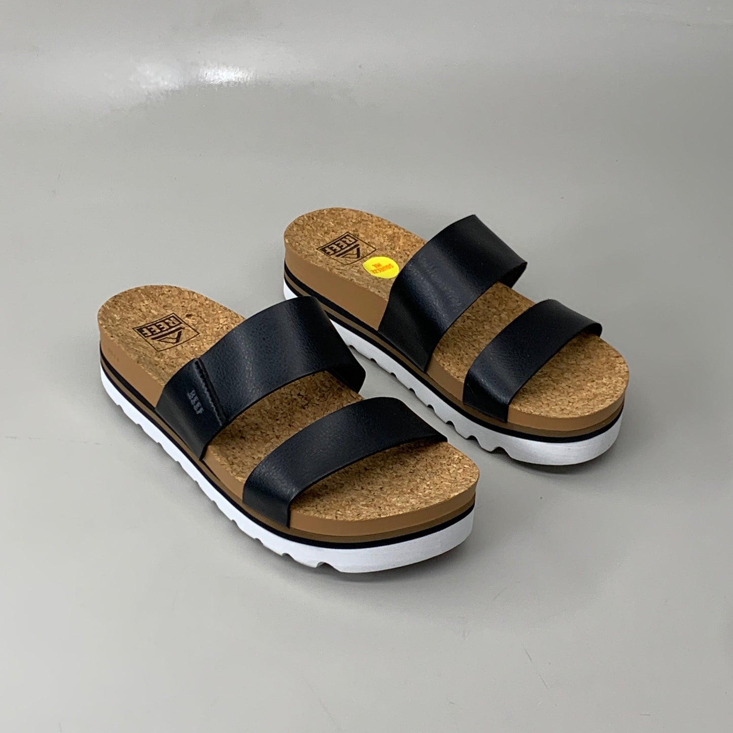 REEF Cushion Vista Hi Vegan Leather Sandals Women's Shoes Sz 8 Black RFOA3YP5BLA