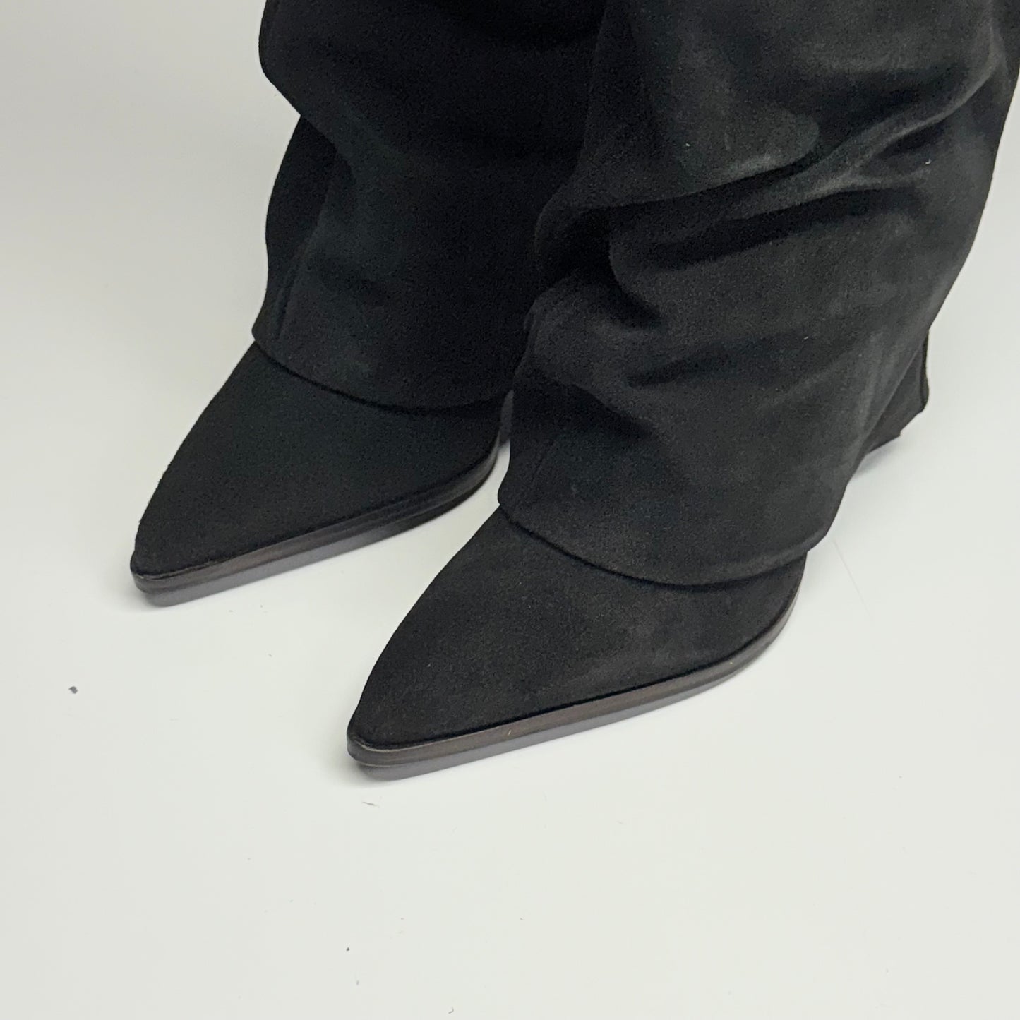 FREE PEOPLE Felicity Foldover Boot Sz 9 WS Knee-High Length Black Suede 84607753