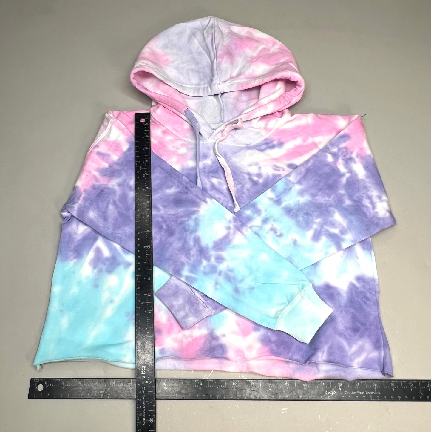 COLORTONE Sweat Shirt Crop Top Tie Dye Hoodie Women's Sz M Cotton Candy 8333