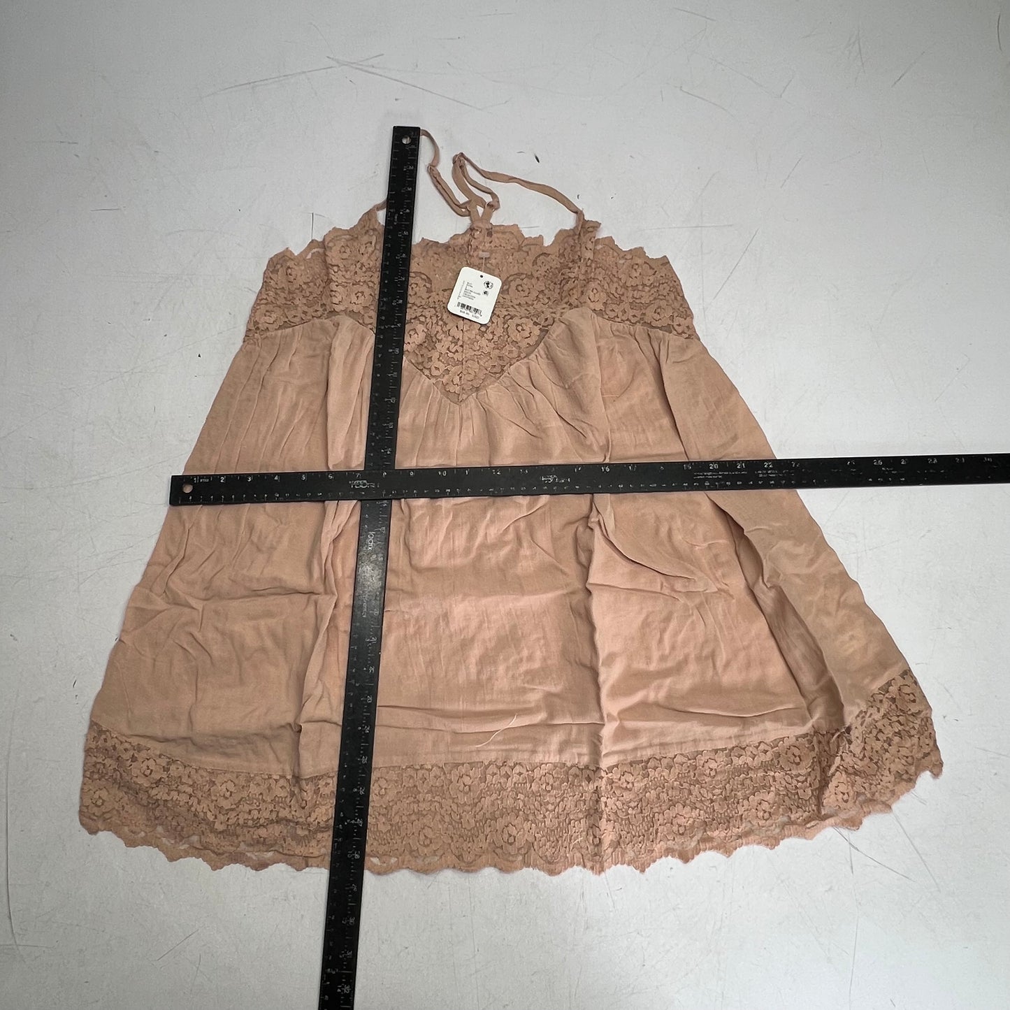 ZA@ FREE PEOPLE Fiona Lace Trim Slip Dress Women's Sz S Blush Sand 102276042 (As-Is, Small Snag on Straps)