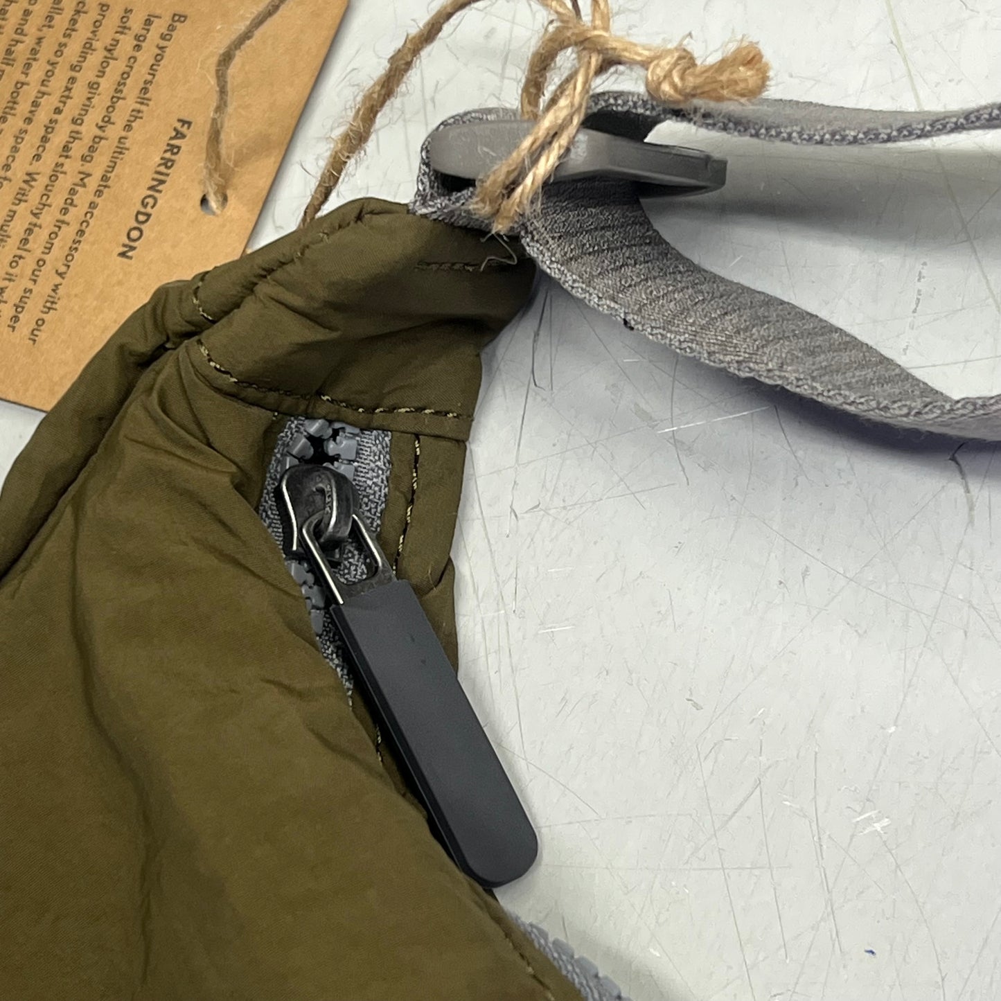 ORI LONDON Farringdon Bag Made From Taslon One Size 6"x11"x3.5" Moss FARROSTMOS