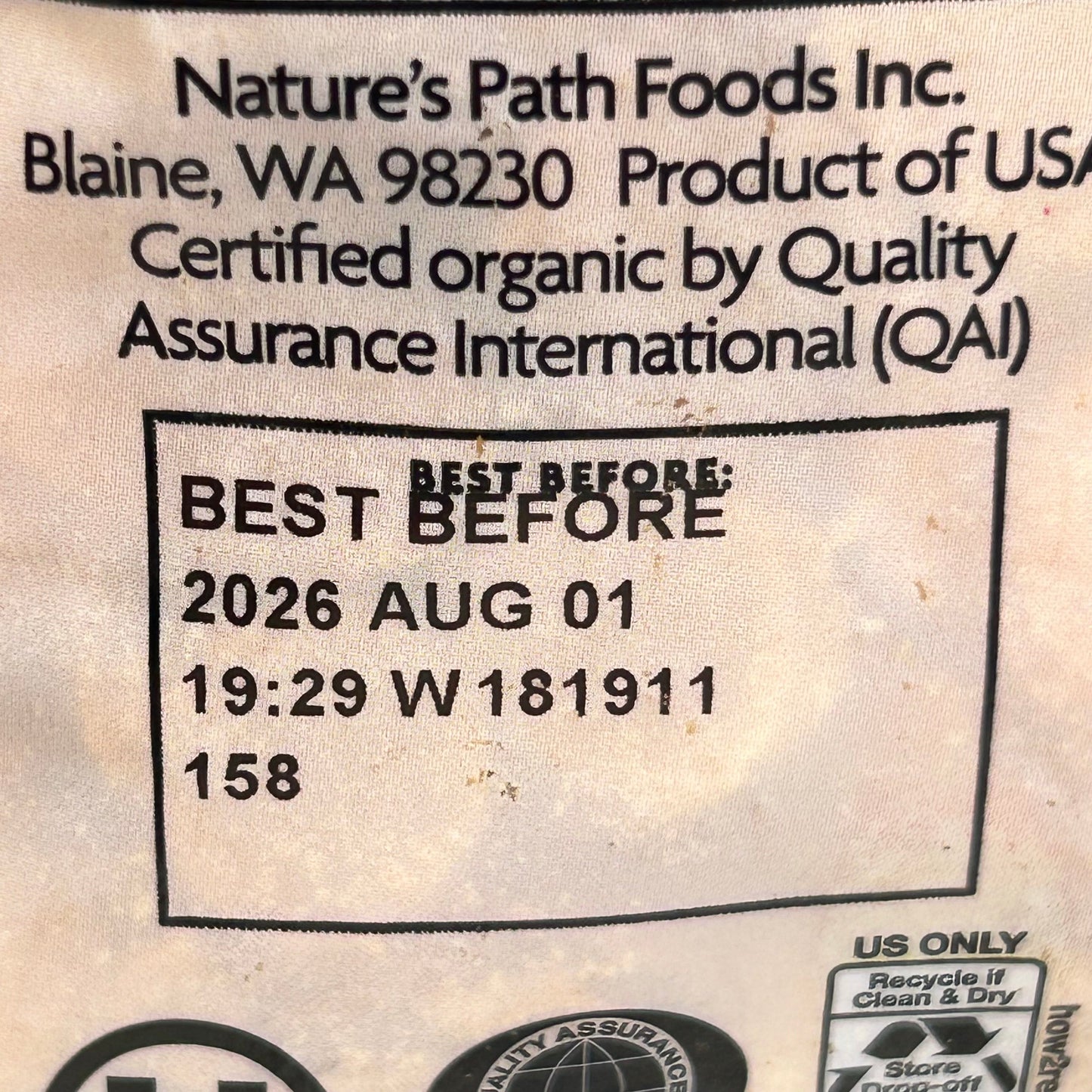 ZA@ NATURE'S PATH  (1 Box, 6 Bags Each) Organic Fruit Juice Sweetened Corn Flakes Cereal 26.4oz BB 08/26 B