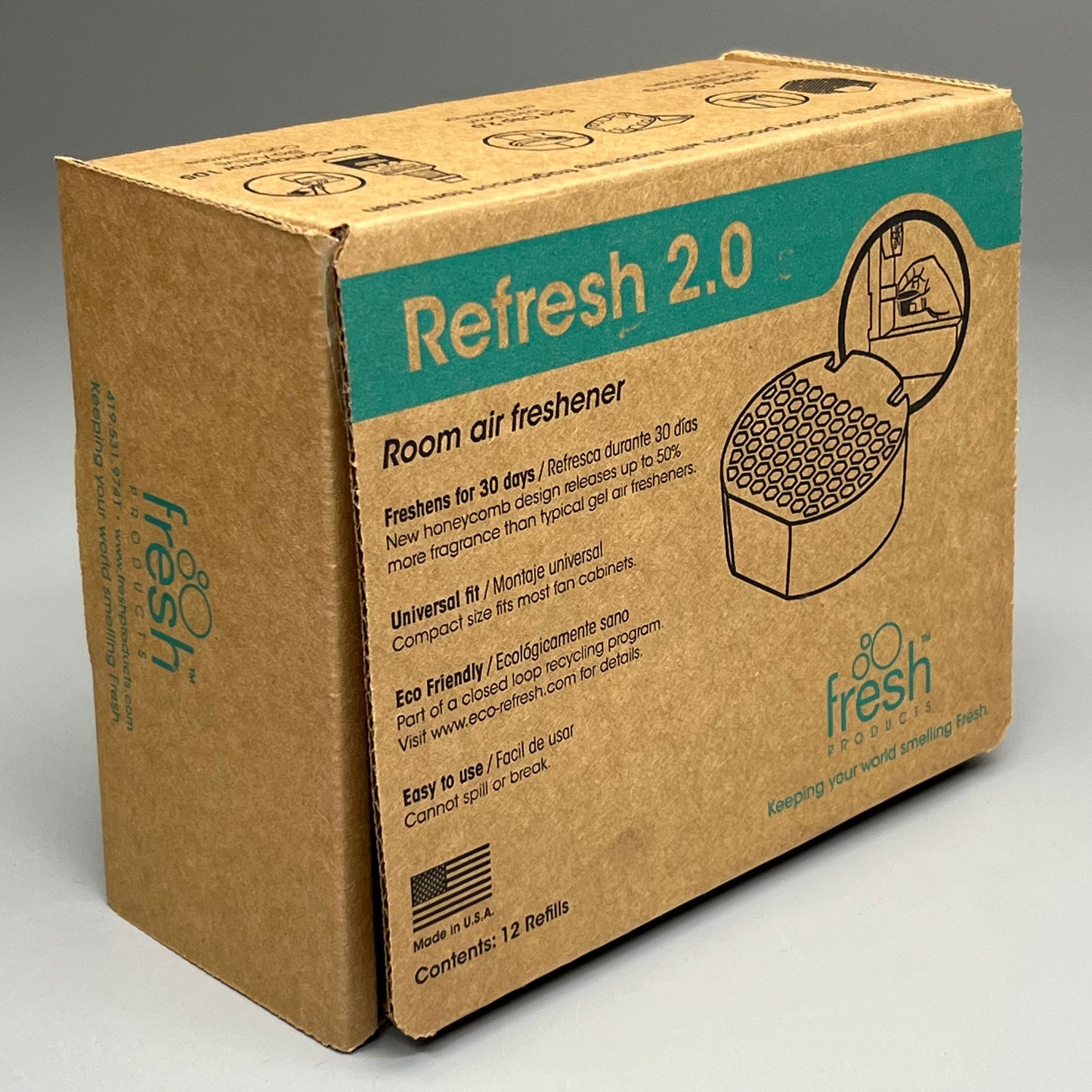 FRESH PRODUCTS (12 PACK) Refresh 2.0 Gel Room Air Fresheners Green Apple 2 oz