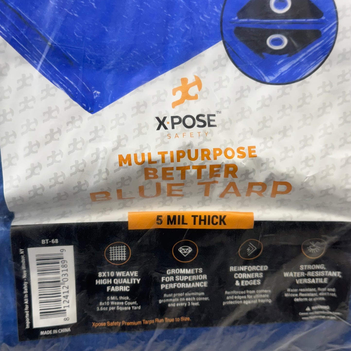 ZA@ X POSE (2 PACK) Multipurpose Better Blue Tarp 5 Mil Thick 6'x8' Blue BT-68